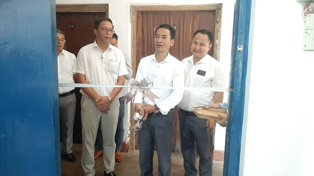 Commissioner and Secretary, Geology and Mining Department, John Kevi Angami inaugurating the newly purchased machineries and equipments at the DGM Chemical laboratory on August 30.